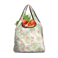 Anthurium Plumeria Lei Pastel Grocery Bag Green Hawaiian Splendid Palaka