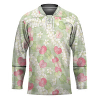 Anthurium Plumeria Lei Pastel Hockey Jersey Green Hawaiian Splendid Palaka