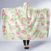 Anthurium Plumeria Lei Pastel Hooded Blanket Green Hawaiian Splendid Palaka LT01 One Size Green - Polynesian Pride