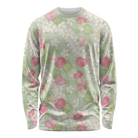 Anthurium Plumeria Lei Pastel Long Sleeve Shirt Green Hawaiian Splendid Palaka LT01 Unisex Green - Polynesian Pride
