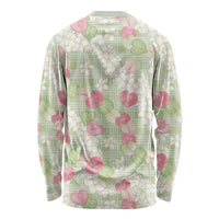 Anthurium Plumeria Lei Pastel Long Sleeve Shirt Green Hawaiian Splendid Palaka LT01 - Polynesian Pride