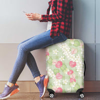 Anthurium Plumeria Lei Pastel Luggage Cover Green Hawaiian Splendid Palaka