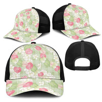 Anthurium Plumeria Lei Pastel Mesh Trucker Cap Green Hawaiian Splendid Palaka