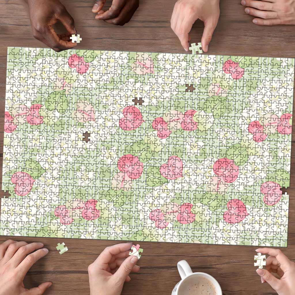 Anthurium Plumeria Lei Pastel Puzzle Green Hawaiian Splendid Palaka