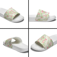 Anthurium Plumeria Lei Pastel Slide Sandals Green Hawaiian Splendid Palaka