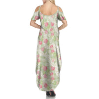 Anthurium Plumeria Lei Pastel Summer Maxi Dress Green Hawaiian Splendid Palaka