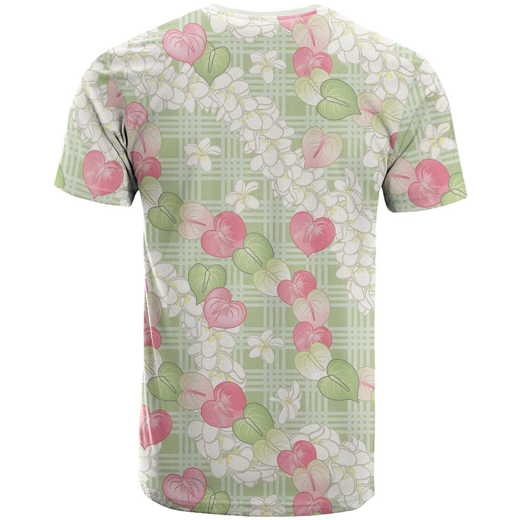 Anthurium Plumeria Lei Pastel T Shirt Green Hawaiian Splendid Palaka LT01 - Polynesian Pride