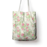 Anthurium Plumeria Lei Pastel Tote Bag Green Hawaiian Splendid Palaka
