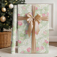 Anthurium Plumeria Lei Pastel Wrapping Paper Green Hawaiian Splendid Palaka LT01 - Polynesian Pride