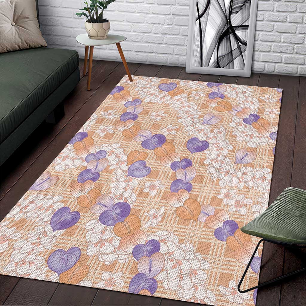 Anthurium Plumeria Lei Pastel Area Rug Orange Hawaiian Splendid Palaka