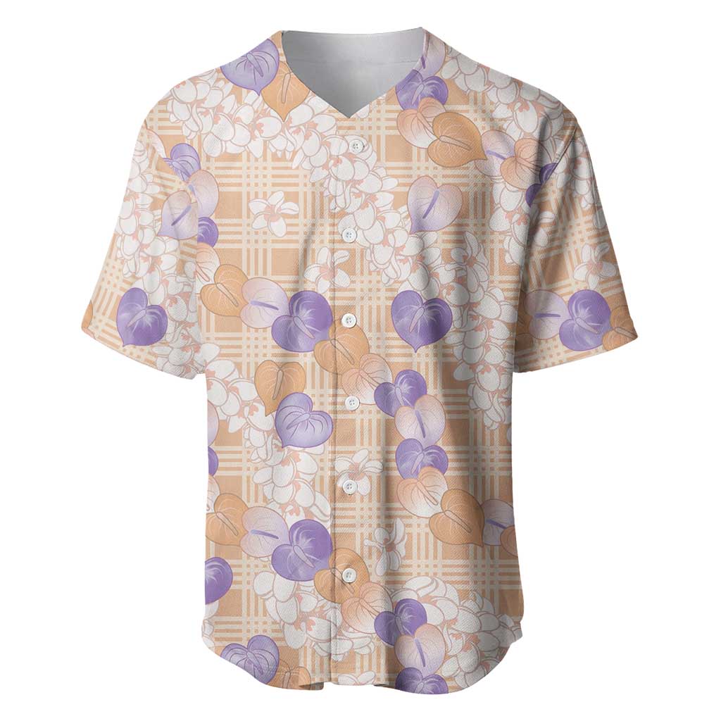 Anthurium Plumeria Lei Pastel Baseball Jersey Orange Hawaiian Splendid Palaka