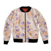Anthurium Plumeria Lei Pastel Bomber Jacket Orange Hawaiian Splendid Palaka
