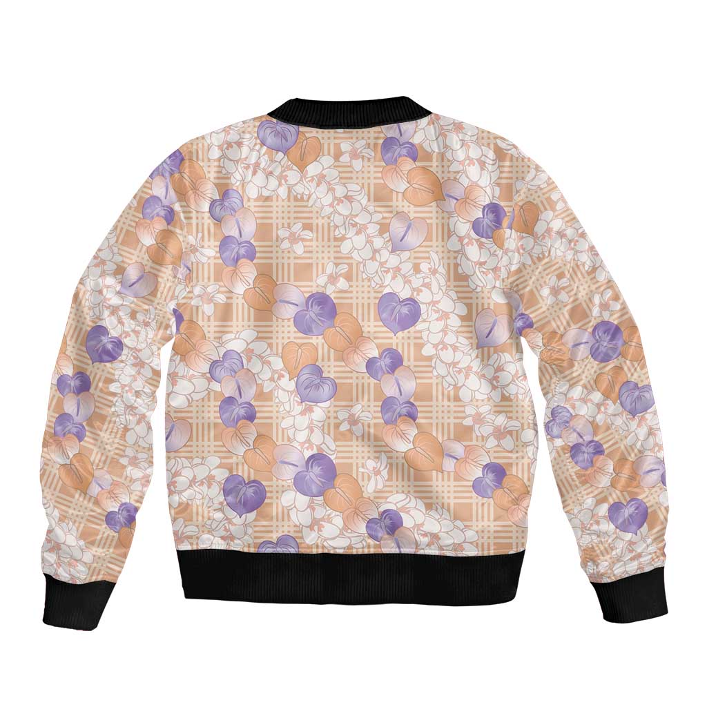 Anthurium Plumeria Lei Pastel Bomber Jacket Orange Hawaiian Splendid Palaka
