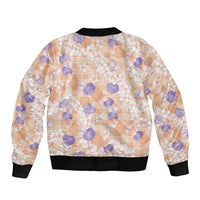 Anthurium Plumeria Lei Pastel Bomber Jacket Orange Hawaiian Splendid Palaka