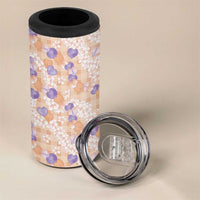 Anthurium Plumeria Lei Pastel 4 in 1 Can Cooler Tumbler Orange Hawaiian Splendid Palaka LT01 - Polynesian Pride
