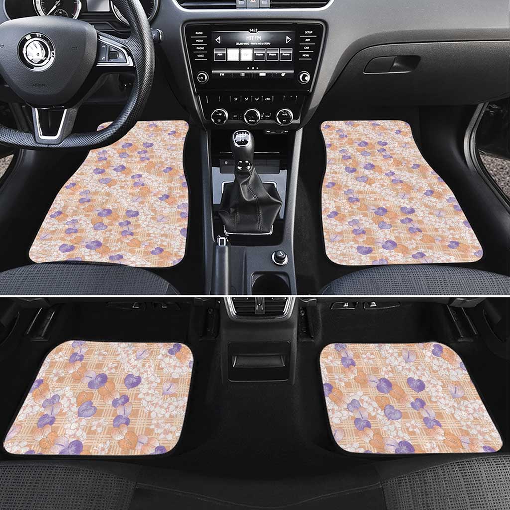 Anthurium Plumeria Lei Pastel Car Mats Orange Hawaiian Splendid Palaka