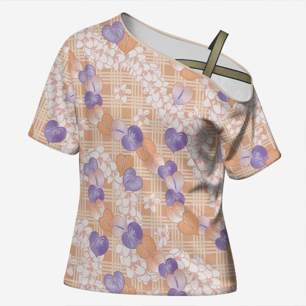Anthurium Plumeria Lei Pastel Cross Shoulder Shirt Orange Hawaiian Splendid Palaka