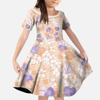 Anthurium Plumeria Lei Pastel Family Matching Long Sleeve Bodycon Dress and Hawaiian Shirt Orange Hawaiian Splendid Palaka LT01 Daughter's Dress Orange - Polynesian Pride