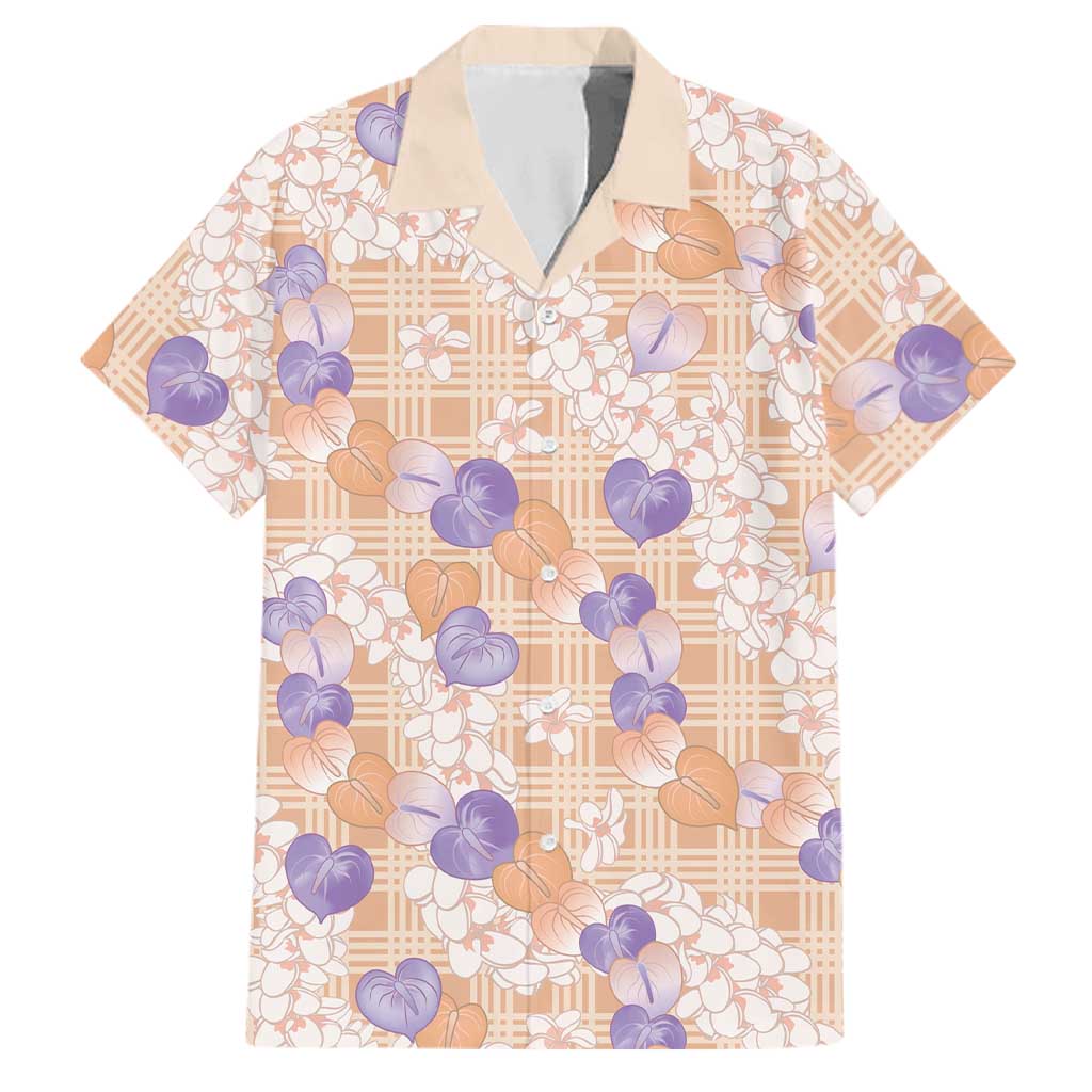 Anthurium Plumeria Lei Pastel Family Matching Long Sleeve Bodycon Dress and Hawaiian Shirt Orange Hawaiian Splendid Palaka LT01 Dad's Shirt - Short Sleeve Orange - Polynesian Pride