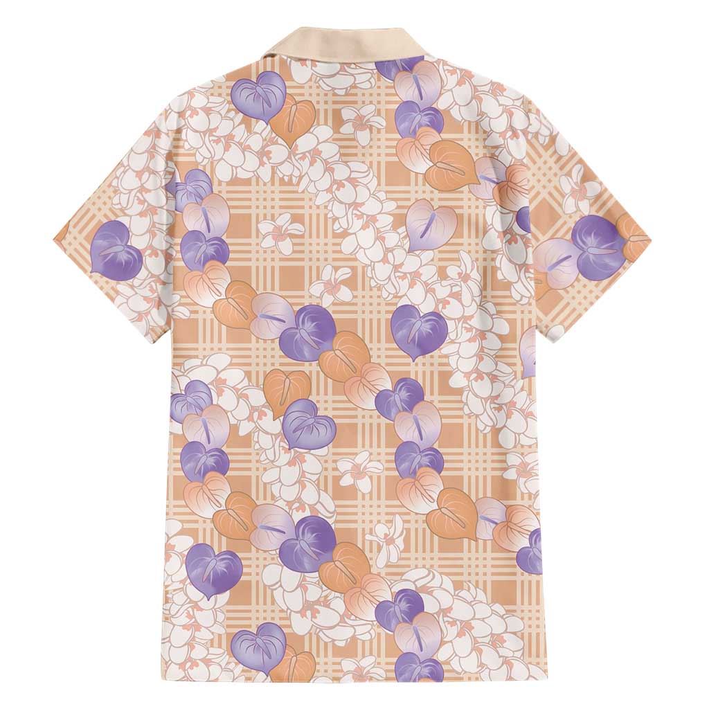 Anthurium Plumeria Lei Pastel Family Matching Off Shoulder Short Dress and Hawaiian Shirt Orange Hawaiian Splendid Palaka