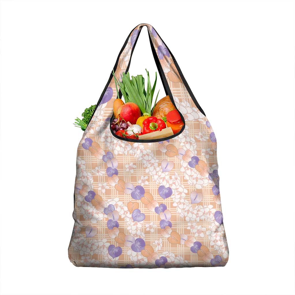 Anthurium Plumeria Lei Pastel Grocery Bag Orange Hawaiian Splendid Palaka LT01 1-pack One Size Orange - Polynesian Pride