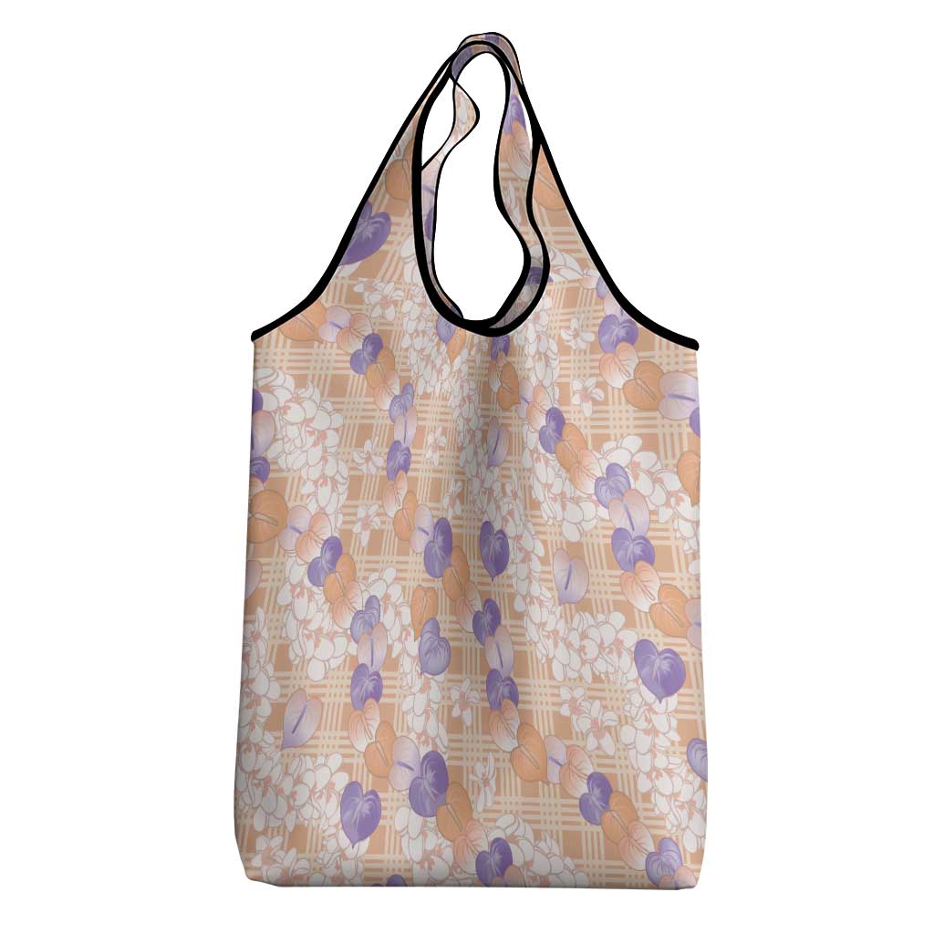 Anthurium Plumeria Lei Pastel Grocery Bag Orange Hawaiian Splendid Palaka LT01 - Polynesian Pride