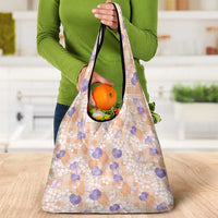 Anthurium Plumeria Lei Pastel Grocery Bag Orange Hawaiian Splendid Palaka LT01 - Polynesian Pride