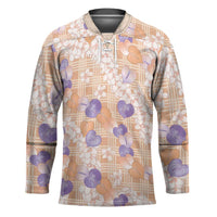 Anthurium Plumeria Lei Pastel Hockey Jersey Orange Hawaiian Splendid Palaka LT01 Unisex Orange - Polynesian Pride