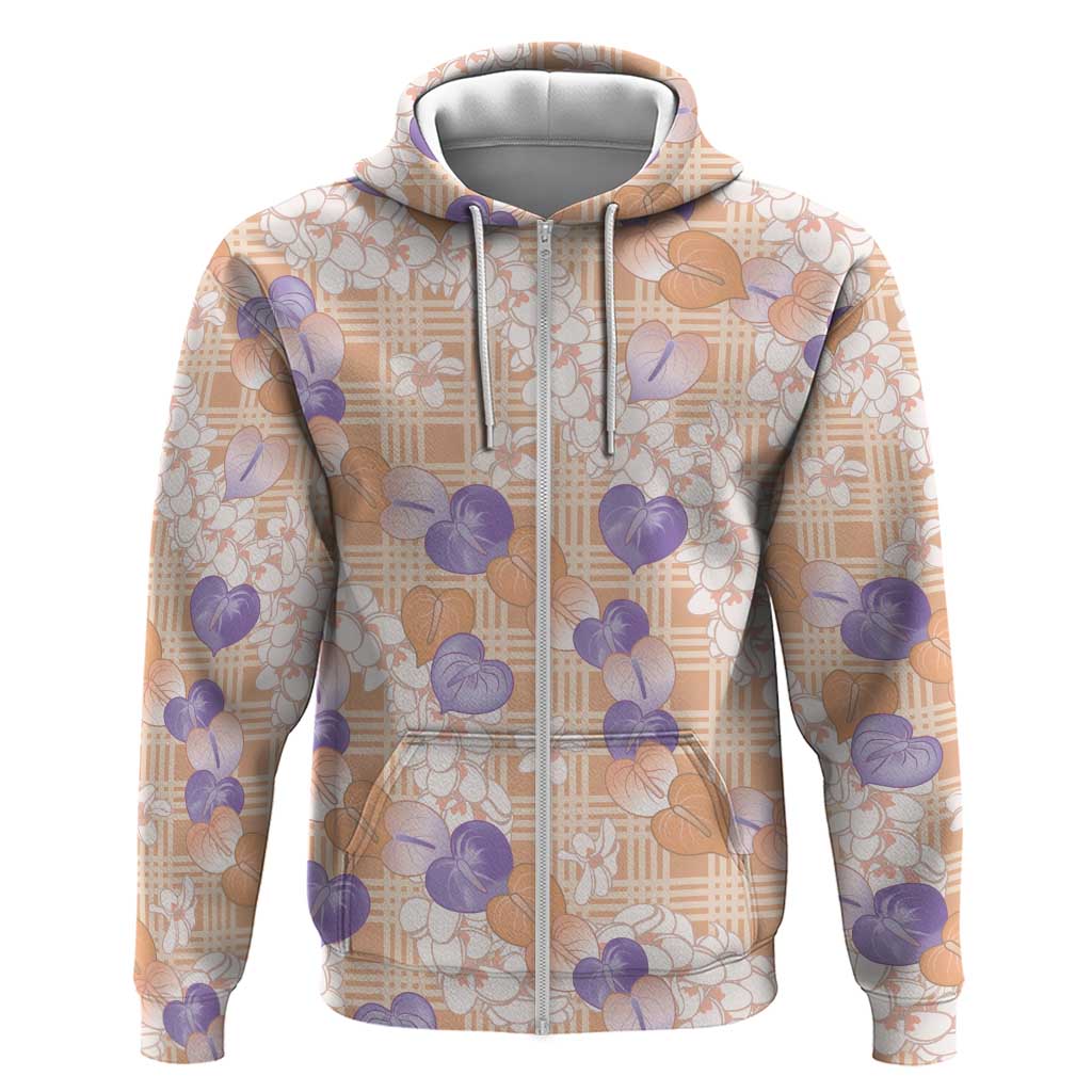 Anthurium Plumeria Lei Pastel Hoodie Orange Hawaiian Splendid Palaka