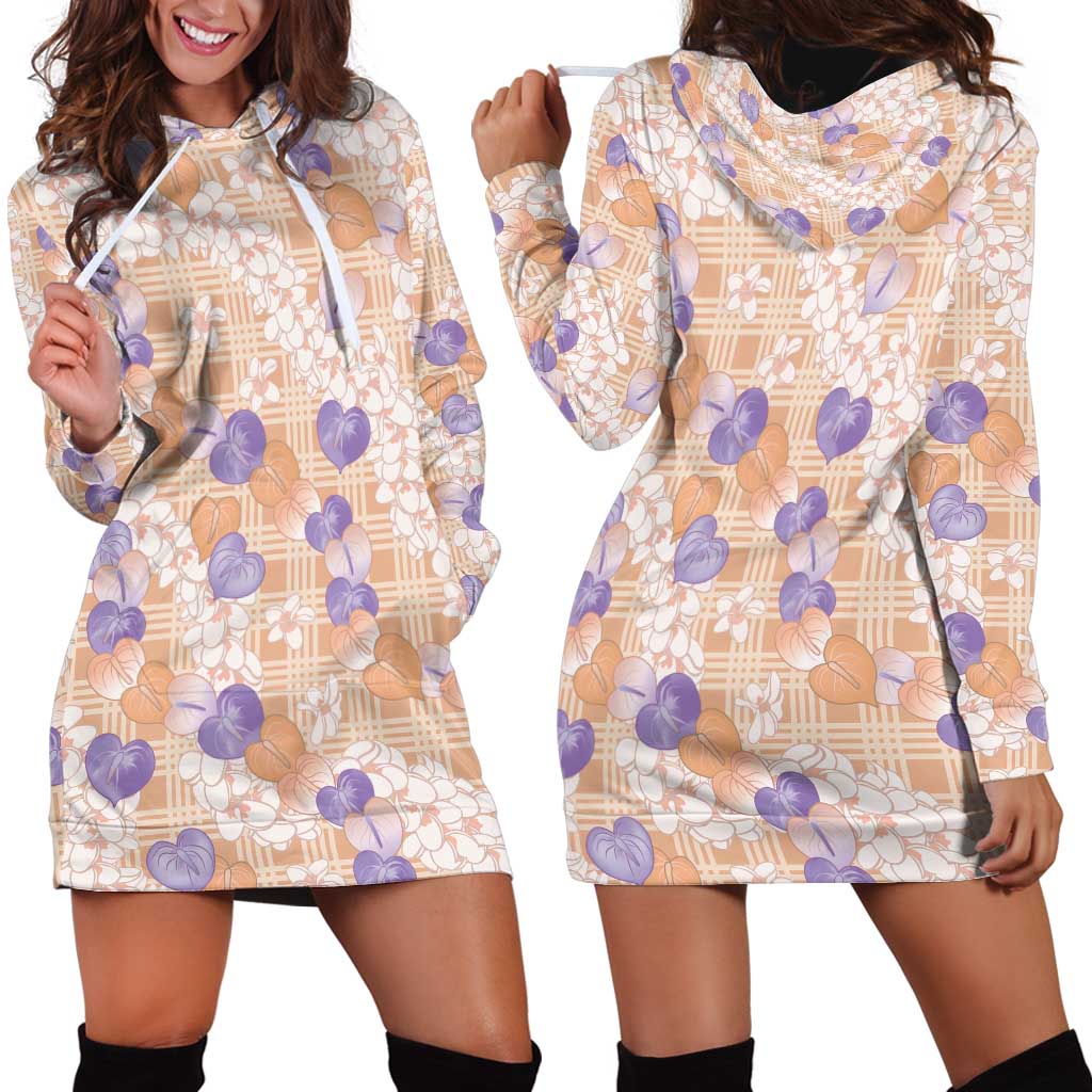 Anthurium Plumeria Lei Pastel Hoodie Dress Orange Hawaiian Splendid Palaka LT01 - Polynesian Pride