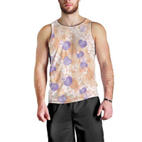 Anthurium Plumeria Lei Pastel Men Tank Top Orange Hawaiian Splendid Palaka