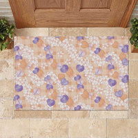 Anthurium Plumeria Lei Pastel Rubber Doormat Orange Hawaiian Splendid Palaka