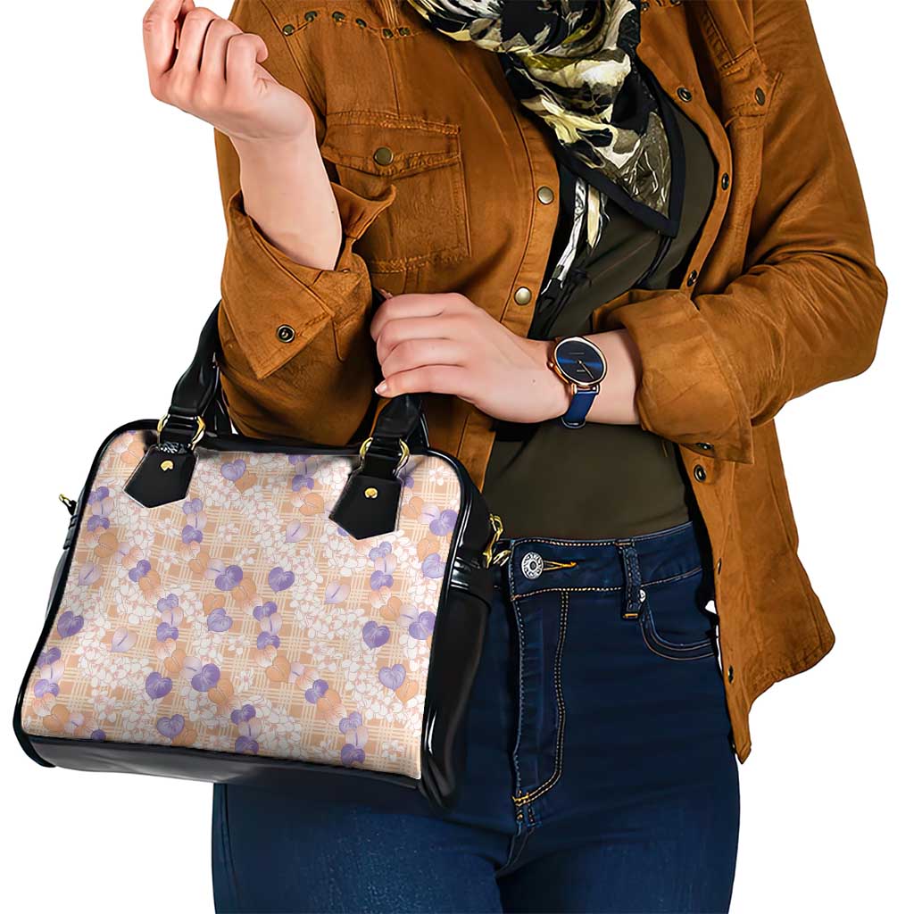 Anthurium Plumeria Lei Pastel Shoulder Handbag Orange Hawaiian Splendid Palaka LT01 - Polynesian Pride