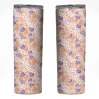 Anthurium Plumeria Lei Pastel Skinny Tumbler Orange Hawaiian Splendid Palaka LT01 Orange - Polynesian Pride