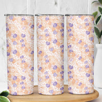 Anthurium Plumeria Lei Pastel Skinny Tumbler Orange Hawaiian Splendid Palaka LT01 - Polynesian Pride