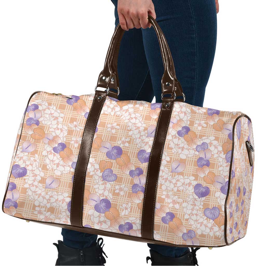 Anthurium Plumeria Lei Pastel Travel Bag Orange Hawaiian Splendid Palaka LT01 - Polynesian Pride