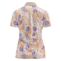 Anthurium Plumeria Lei Pastel Women Polo Shirt Orange Hawaiian Splendid Palaka LT01 - Polynesian Pride