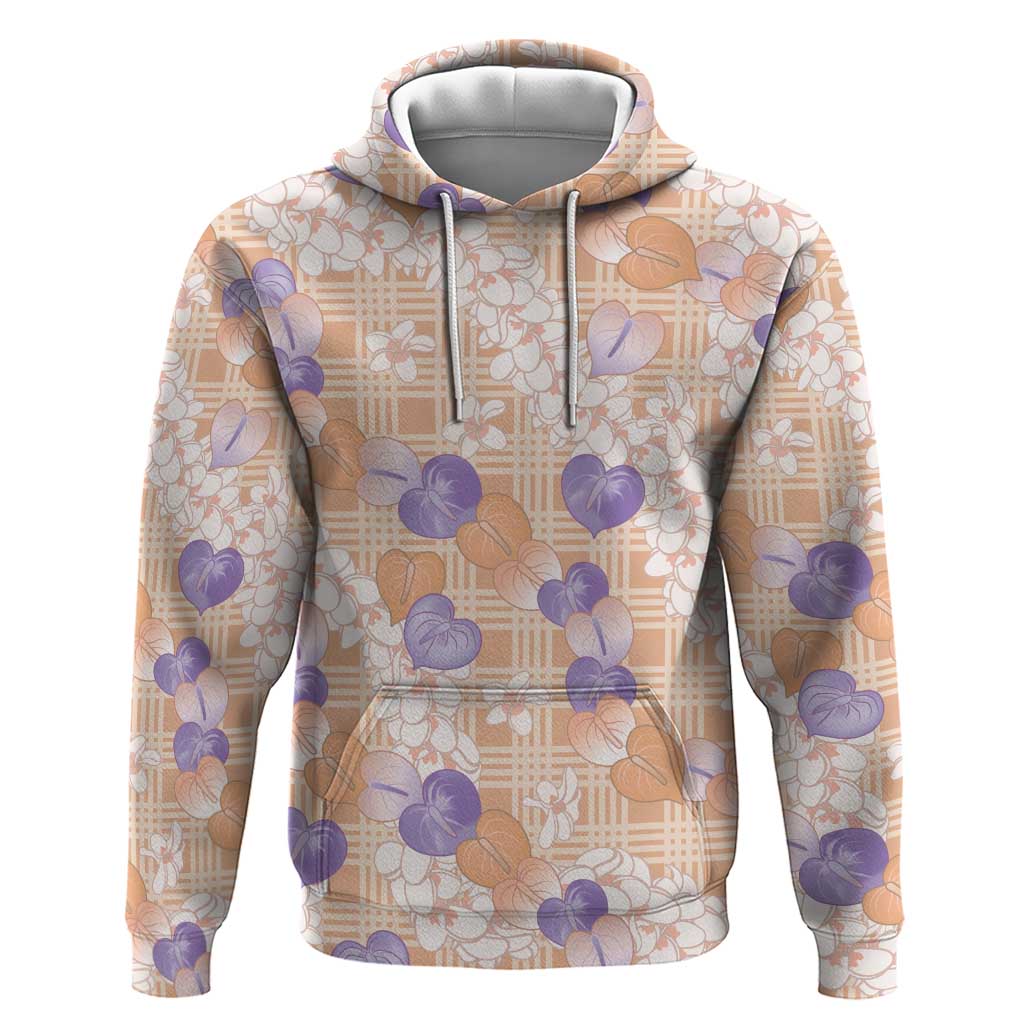 Anthurium Plumeria Lei Pastel Zip Hoodie Orange Hawaiian Splendid Palaka