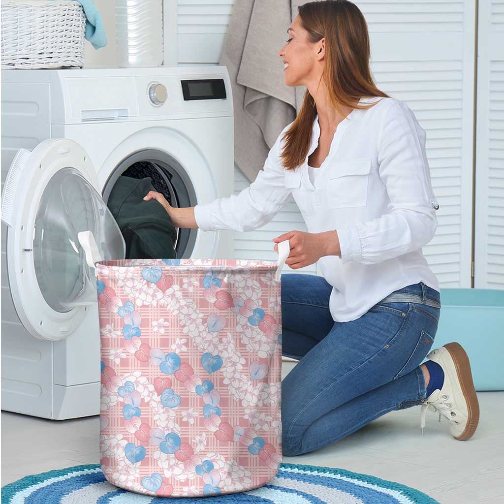 Anthurium Plumeria Lei Pastel Laundry Basket Pink Hawaiian Splendid Palaka
