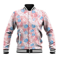 Anthurium Plumeria Lei Pastel Baseball Jacket Pink Hawaiian Splendid Palaka