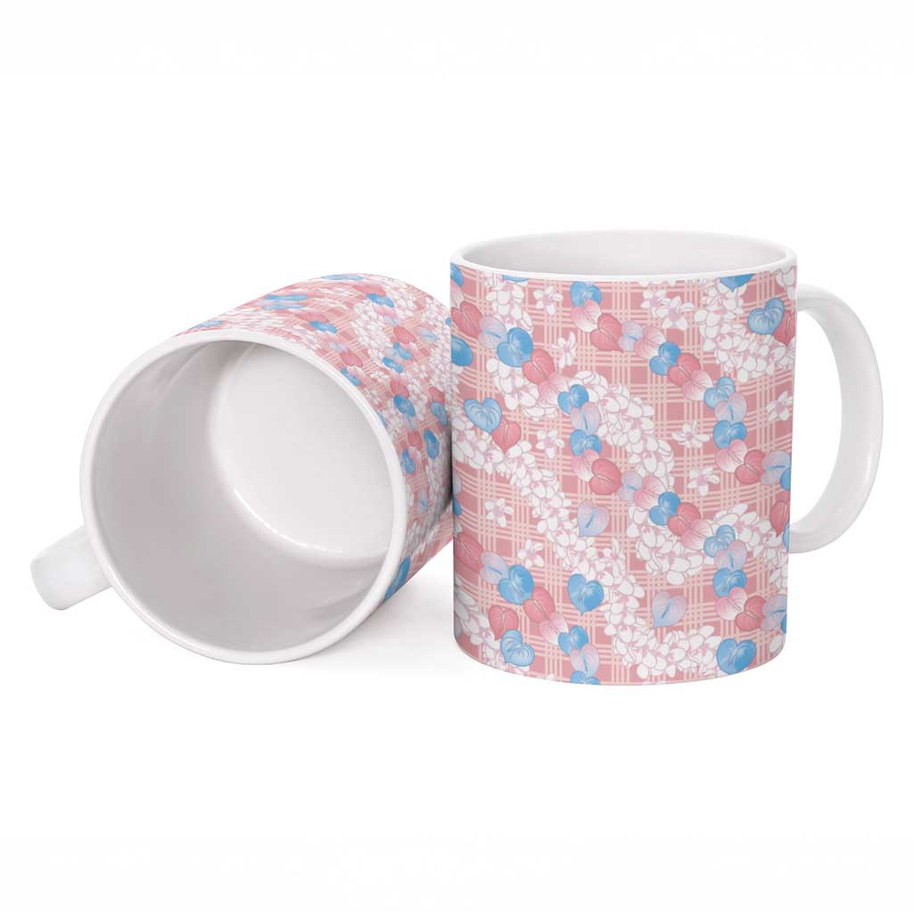 Anthurium Plumeria Lei Pastel Ceramic Mug Pink Hawaiian Splendid Palaka