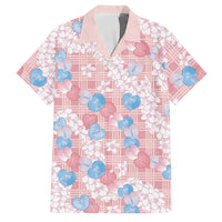 Anthurium Plumeria Lei Pastel Family Matching Short Sleeve Bodycon Dress and Hawaiian Shirt Pink Hawaiian Splendid Palaka LT01 Dad's Shirt - Short Sleeve Pink - Polynesian Pride