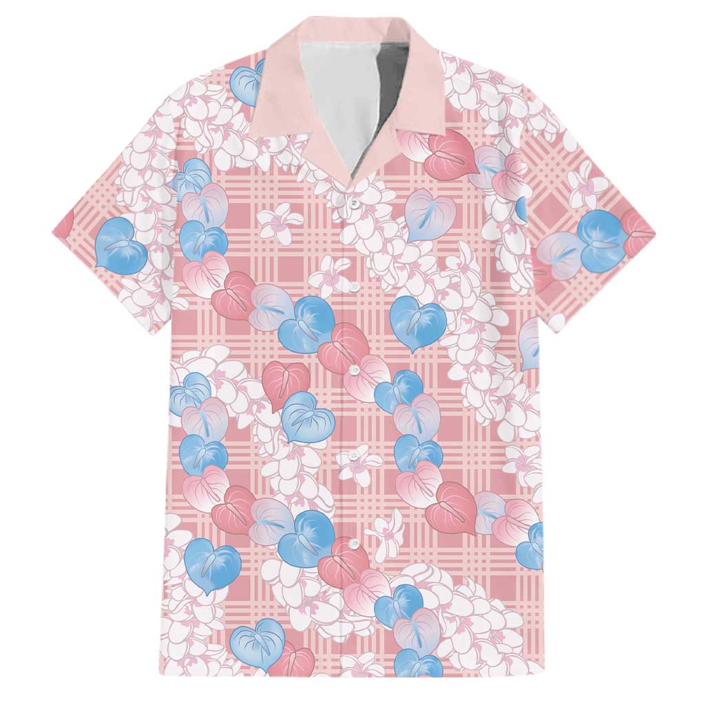 Anthurium Plumeria Lei Pastel Family Matching Summer Maxi Dress and Hawaiian Shirt Pink Hawaiian Splendid Palaka LT01 Dad's Shirt - Short Sleeve Pink - Polynesian Pride