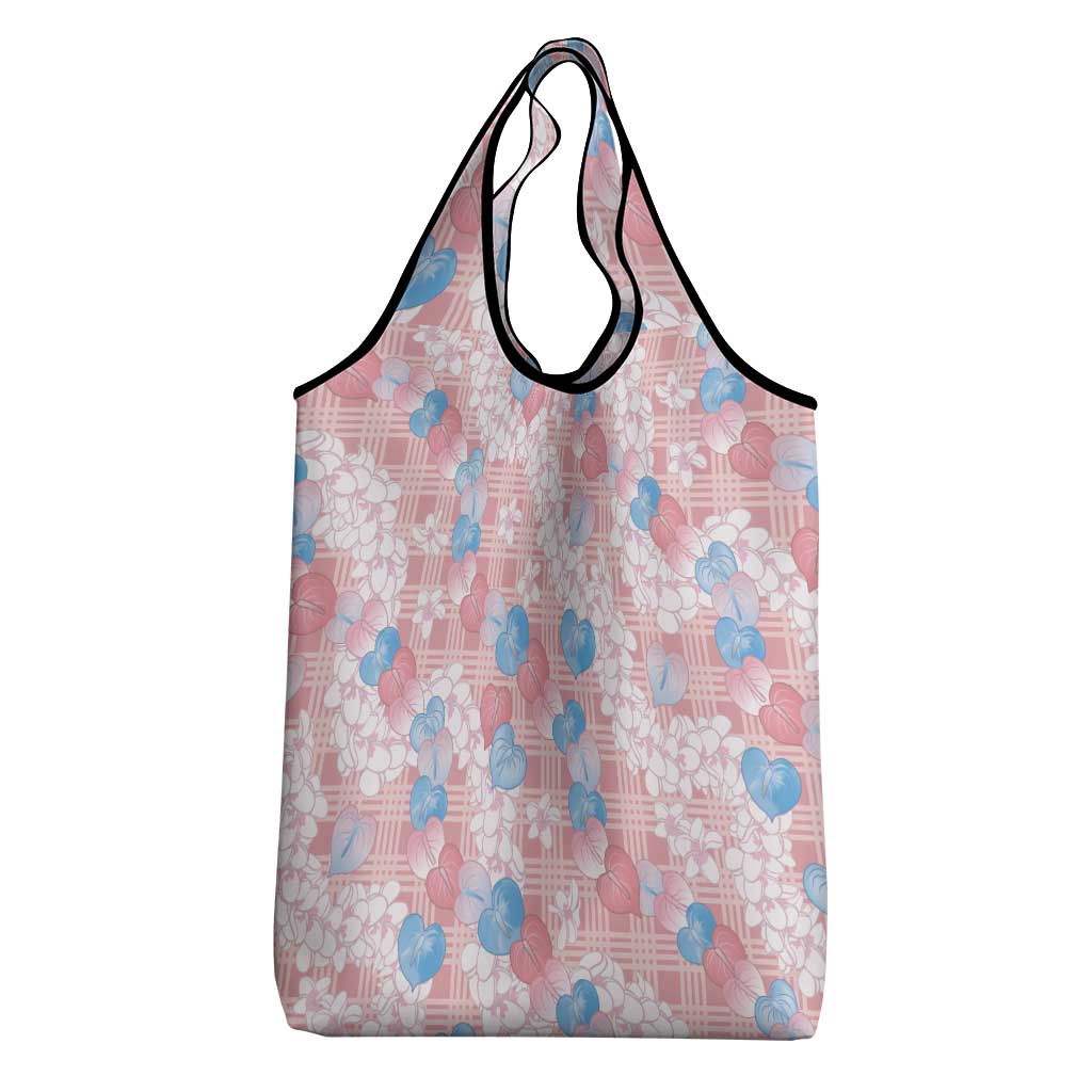 Anthurium Plumeria Lei Pastel Grocery Bag Pink Hawaiian Splendid Palaka