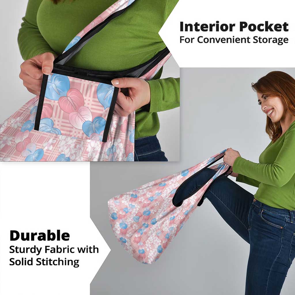 Anthurium Plumeria Lei Pastel Grocery Bag Pink Hawaiian Splendid Palaka