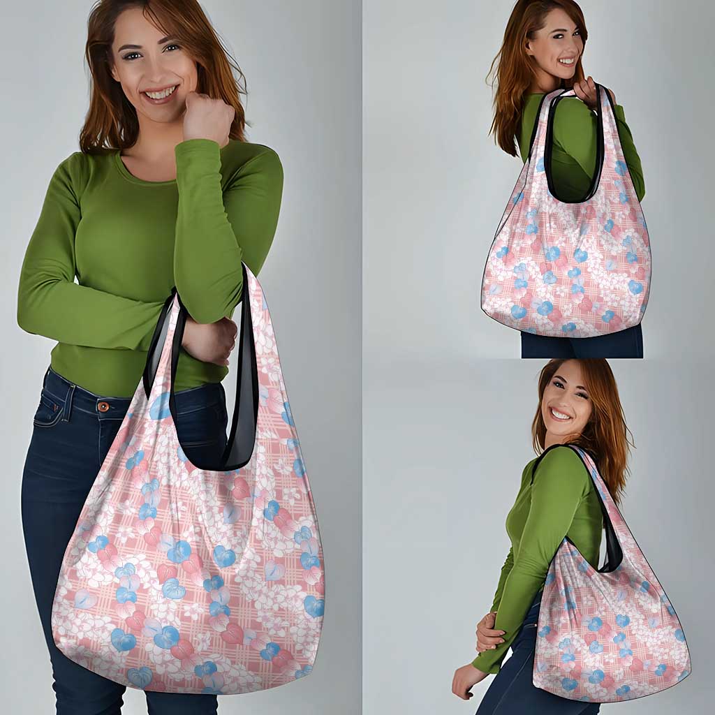 Anthurium Plumeria Lei Pastel Grocery Bag Pink Hawaiian Splendid Palaka
