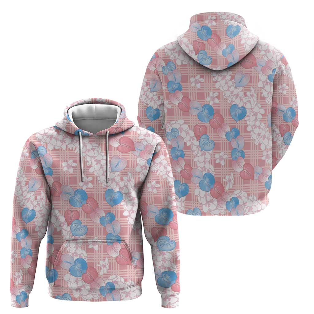 Anthurium Plumeria Lei Pastel Hoodie Pink Hawaiian Splendid Palaka