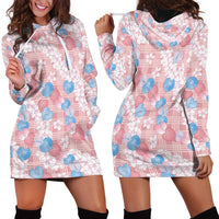 Anthurium Plumeria Lei Pastel Hoodie Dress Pink Hawaiian Splendid Palaka LT01 - Polynesian Pride