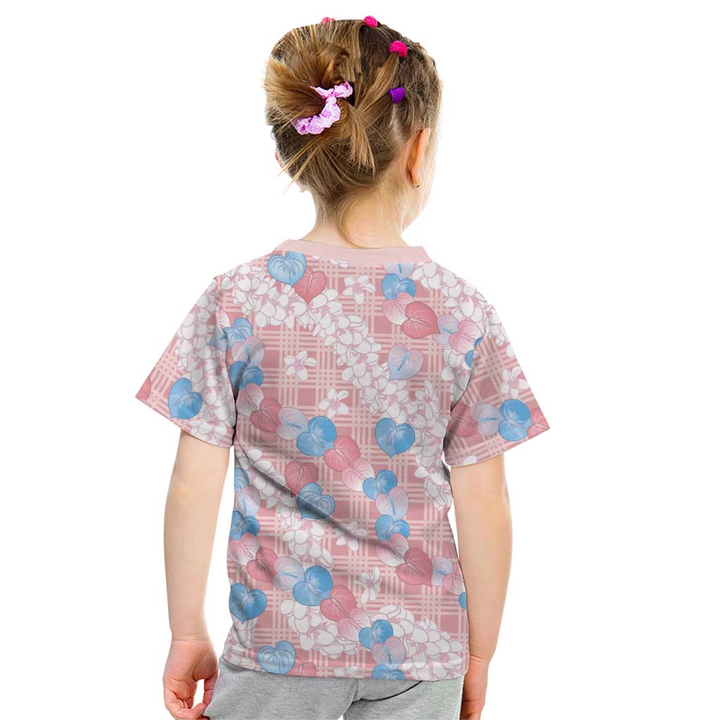 Anthurium Plumeria Lei Pastel Kid T Shirt Pink Hawaiian Splendid Palaka