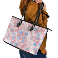 Anthurium Plumeria Lei Pastel Leather Tote Bag Pink Hawaiian Splendid Palaka LT01 - Polynesian Pride